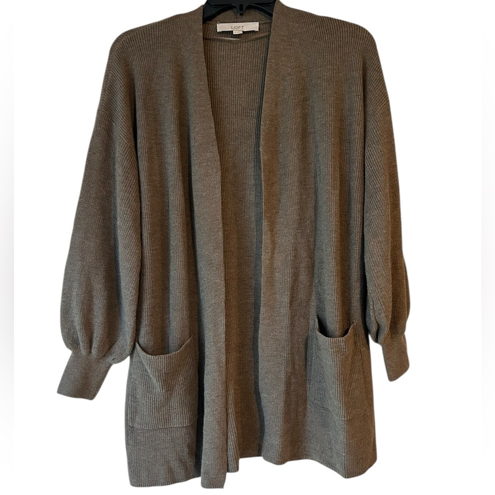 LOFT brown open front cardigan